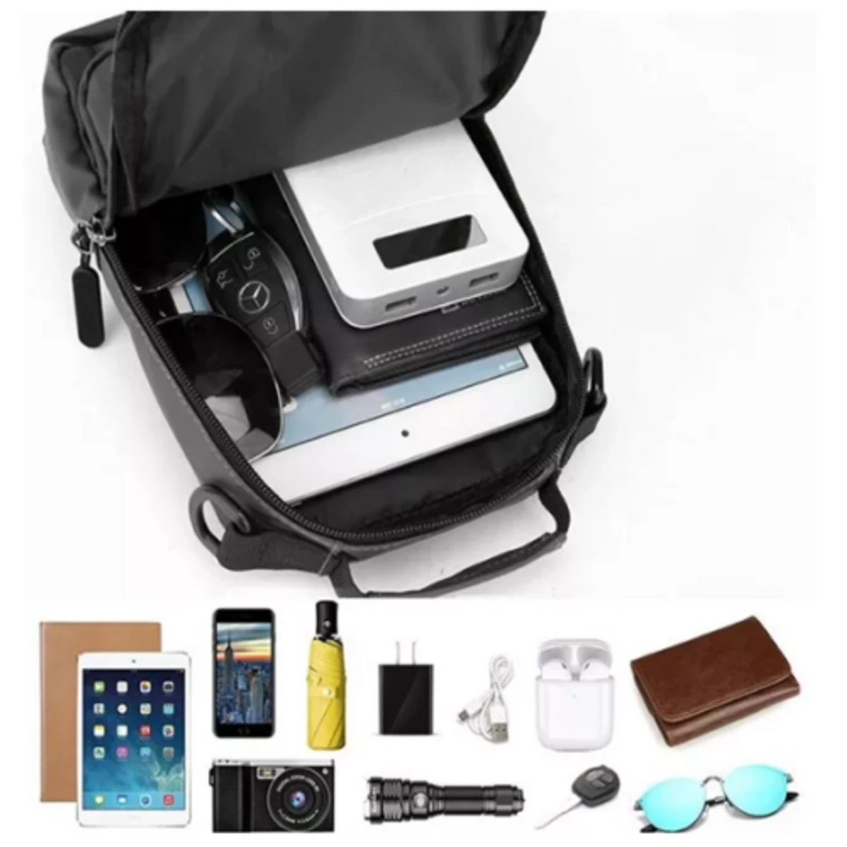 New Multifunction Crossbody Bag for Men Anti-theft Shoulder Messenger Bags Male Waterproof Charging USB Bag Casual Tote