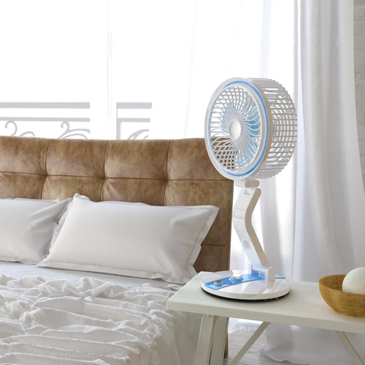 New Rechargeable Folding Table Fan with Led Light
